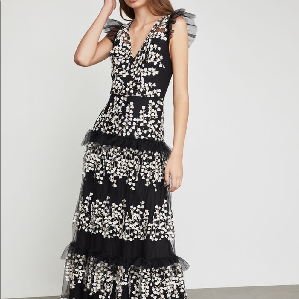BCBG Floral Vine Appliqué Gown